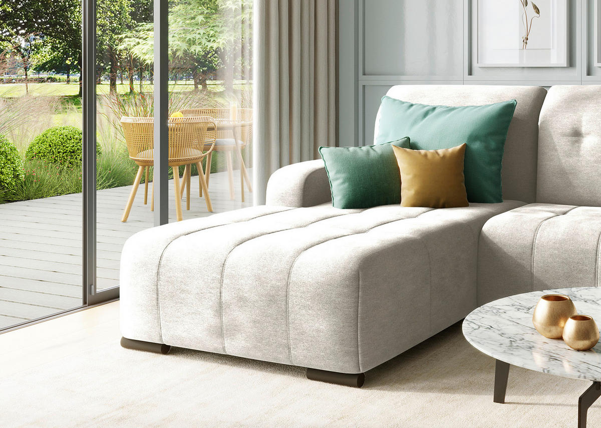 ECKSOFA in Mikrofaser Beige  - Beige/Schwarz, Modern, Textil/Metall (292/185cm) - Livetastic