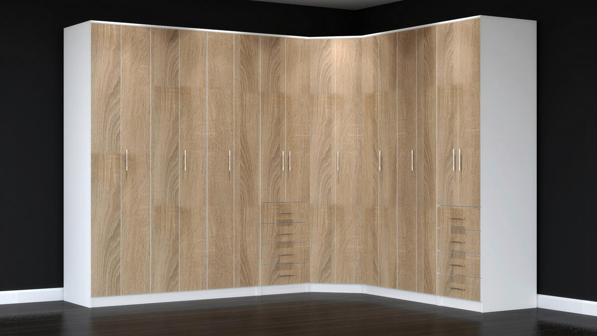 ORMAR SA HARMONIKA VRATIMA bela, sonoma hrast  101/220/55 cm  - sonoma hrast/bela, Konvencionalno, pločasti materijal/plastika (101/220/55cm) - Cantus