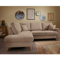 ECKSOFA in Chenille Hellbraun  - Hellbraun/Naturfarben, KONVENTIONELL, Holz/Textil (200/230cm) - Livetastic