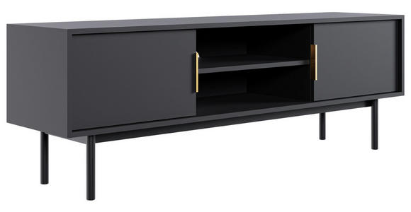 LOWBOARD Viva in 154/53,5/39 cm - Goldfarben/Schwarz, Design, Holzwerkstoff/Metall (154/53,5/39cm) - Xora