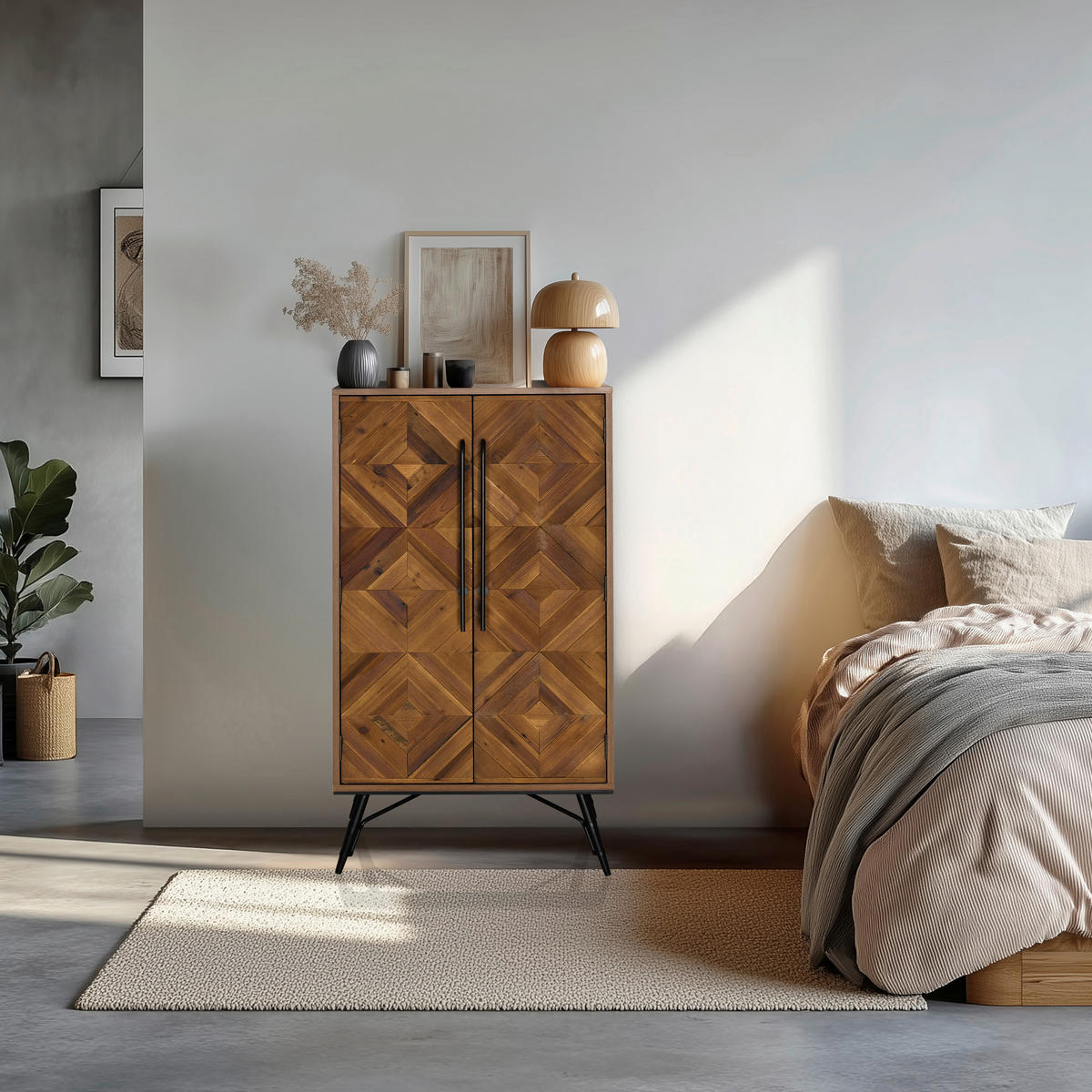 KOMMODE  in 63/117/32 cm  - Dunkelbraun/Schwarz, MODERN, Holz/Metall (63/117/32cm) - MID.YOU