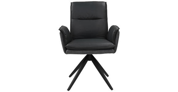 ARMLEHNSTUHL  Sitzfläche 360° drehbar, automatische Rückholfunktion Struktur Echtleder  Anthrazit  - Anthrazit/Schwarz, Design, Leder/Textil (63/89/65cm) - Novel