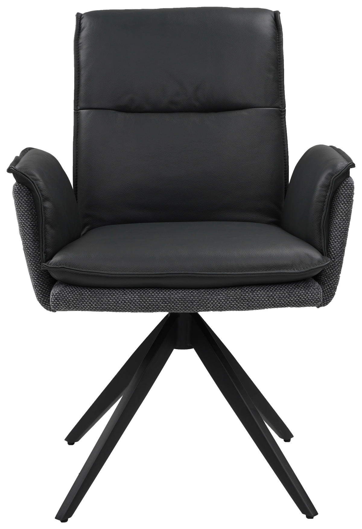 ARMLEHNSTUHL  in Struktur Echtleder pigmentiert  - Anthrazit/Schwarz, Design, Leder/Textil (63/89/65cm) - Novel