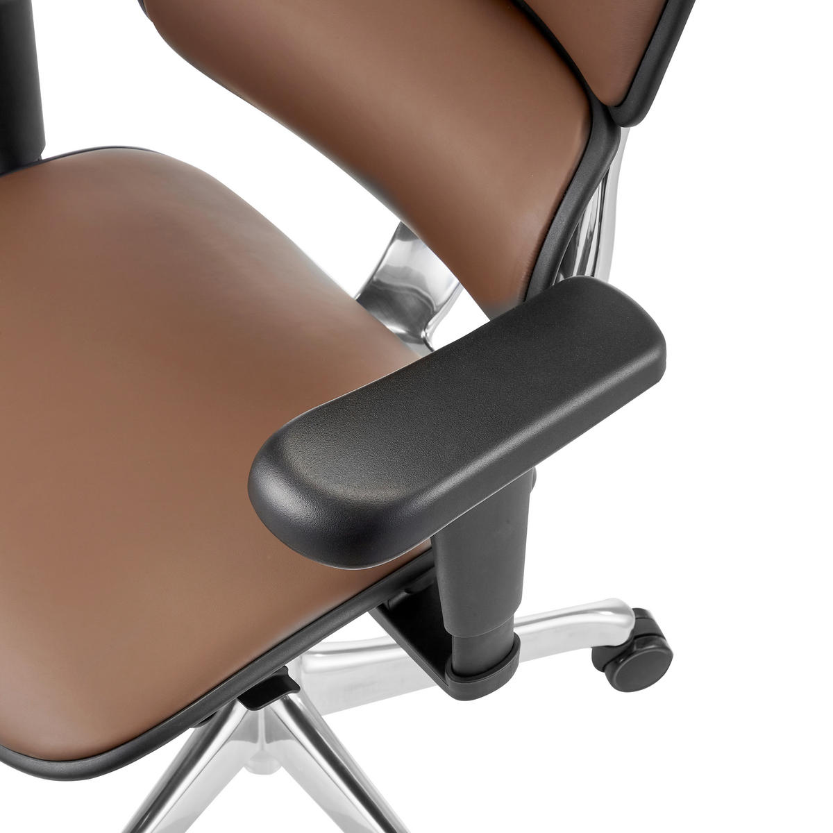 DREHSTUHL Braun, Schwarz  - Silberfarben/Schwarz, MODERN, Leder/Kunststoff (65/132/60cm) - MID.YOU