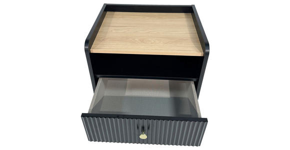 NACHTKÄSTCHEN in Schwarz, Eichefarben  - Eichefarben/Goldfarben, Design, Holzwerkstoff/Metall (50/54/40cm) - Xora