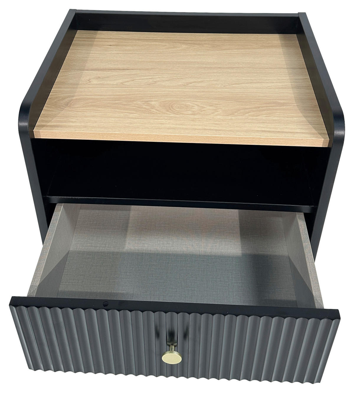 SÄNGBORD i svart, ekfärgad  - svart/guldfärgad, Design, metall/trämaterial (50/54/40cm) - Xora