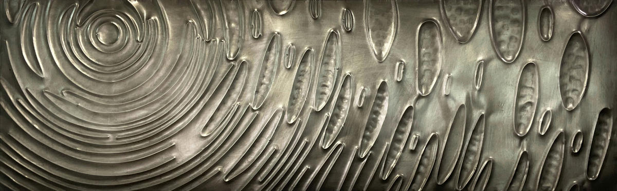 METALLBILD Abstraktes 180/55 cm  - Silberfarben, Trend, Metall (180/55cm) - Monee