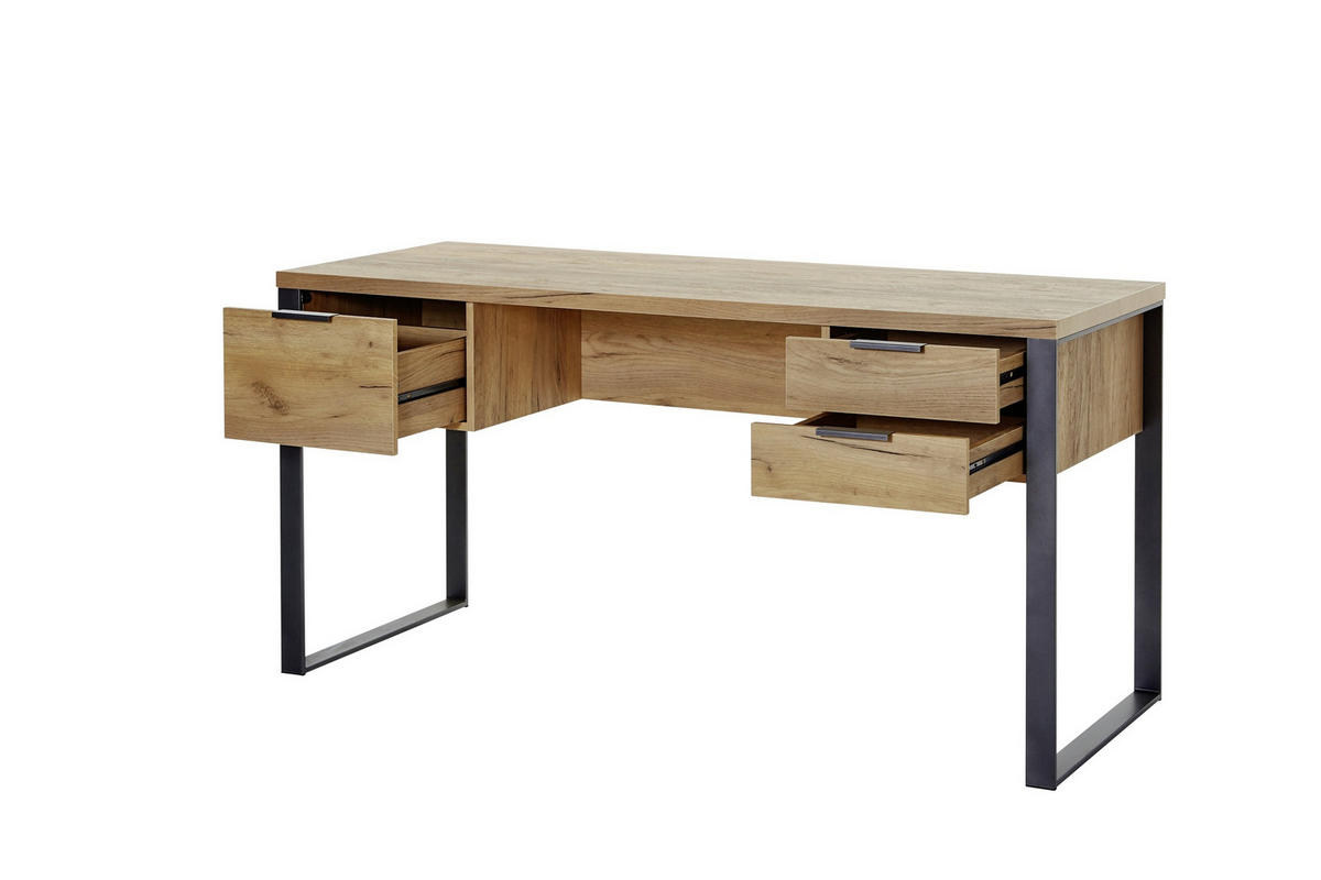 SCHREIBTISCH 152,4/60/76,2 cm  in Eichefarben  - Eichefarben/Anthrazit, Lifestyle, Holzwerkstoff/Metall (152,4/60/76,2cm)