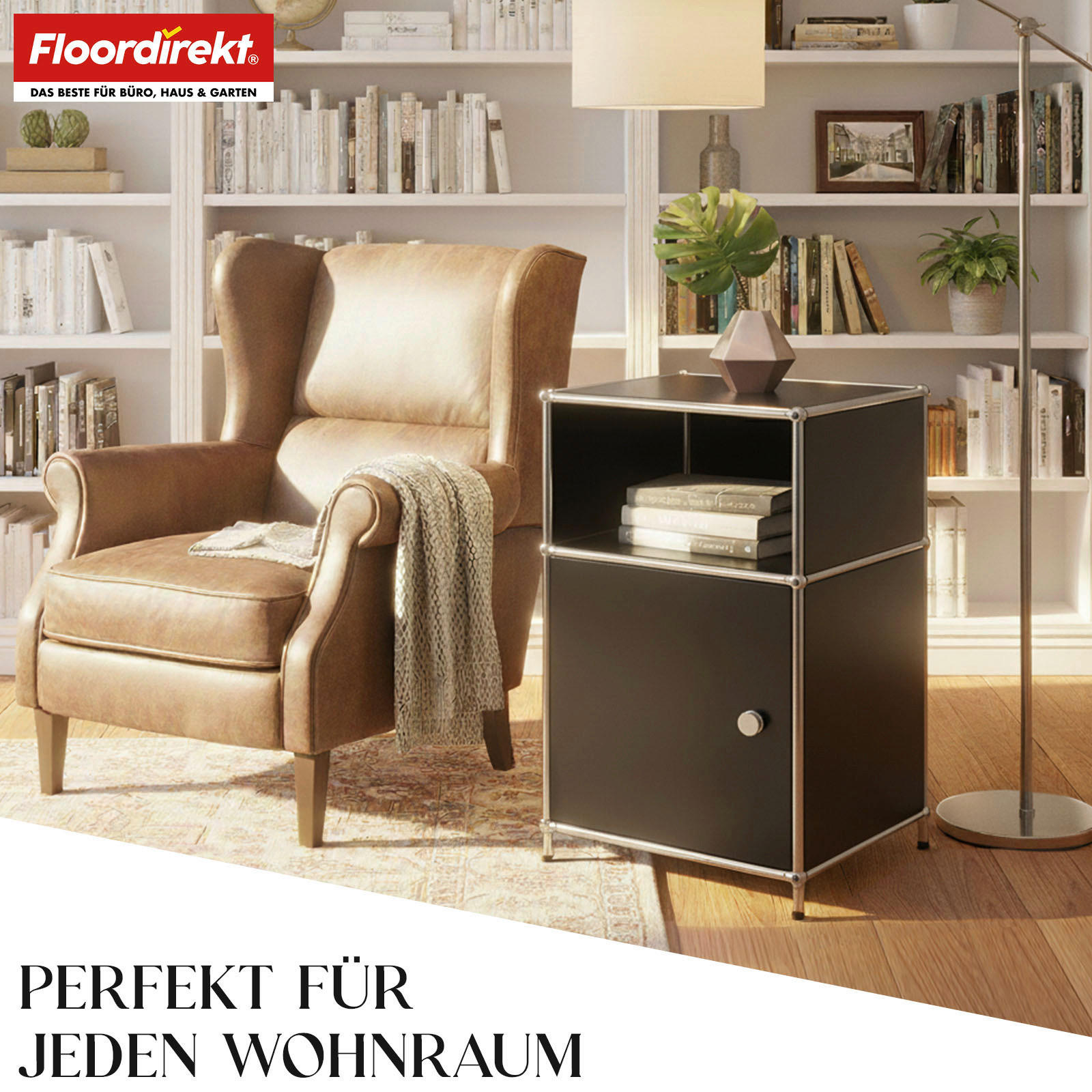 STANDREGAL Schwarz  - Schwarz, Basics, Metall (40/65/40cm) - Floordirekt