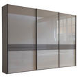 SCHWEBETÜRENSCHRANK 250/217/67 cm 3-türig Braun, Grau  - Schieferfarben/Braun, Design, Glas/Holzwerkstoff (250/217/67cm) - Dieter Knoll
