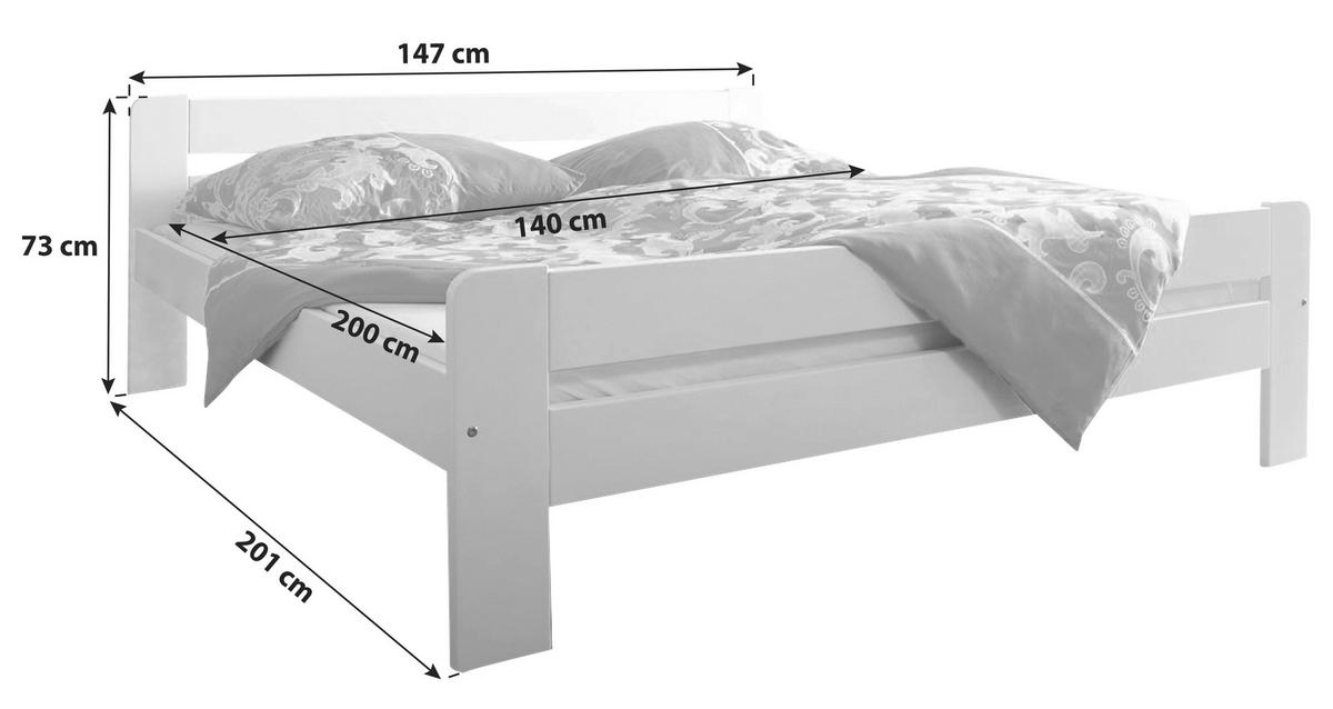 Massivholzbett Bert 140/200 cm  in Weiss   - Weiss, Modern, Holz (140/200cm) - MID.YOU