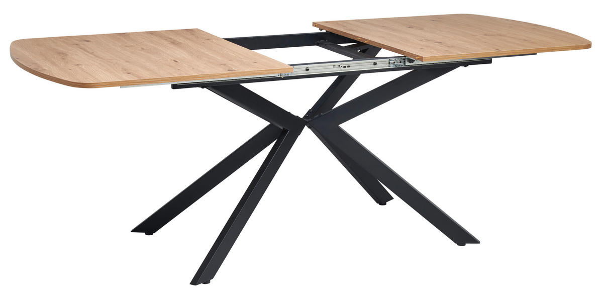 ESSTISCH in Metall, Holzwerkstoff 160-200/90/75 cm  - Schwarz/Eiche Artisan, KONVENTIONELL, Holzwerkstoff/Metall (160-200/90/75cm) - MID.YOU