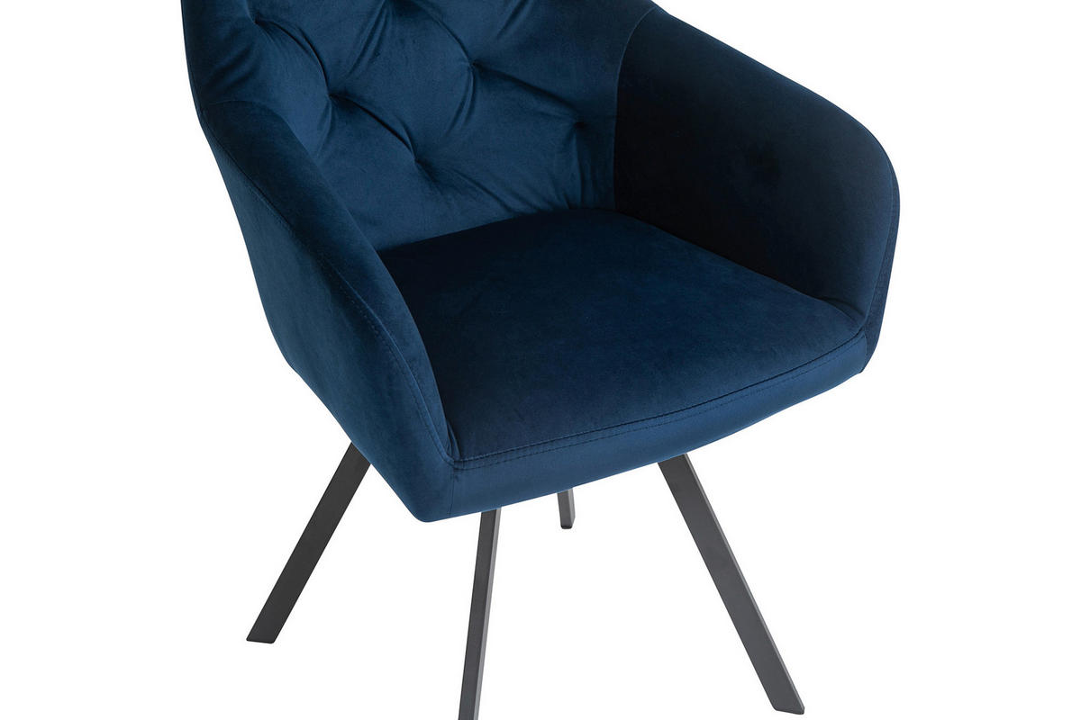 ARMLEHNSTUHL  in Samt  - Blau/Schwarz, MODERN, Textil/Metall (61/85/62cm) - Livetastic