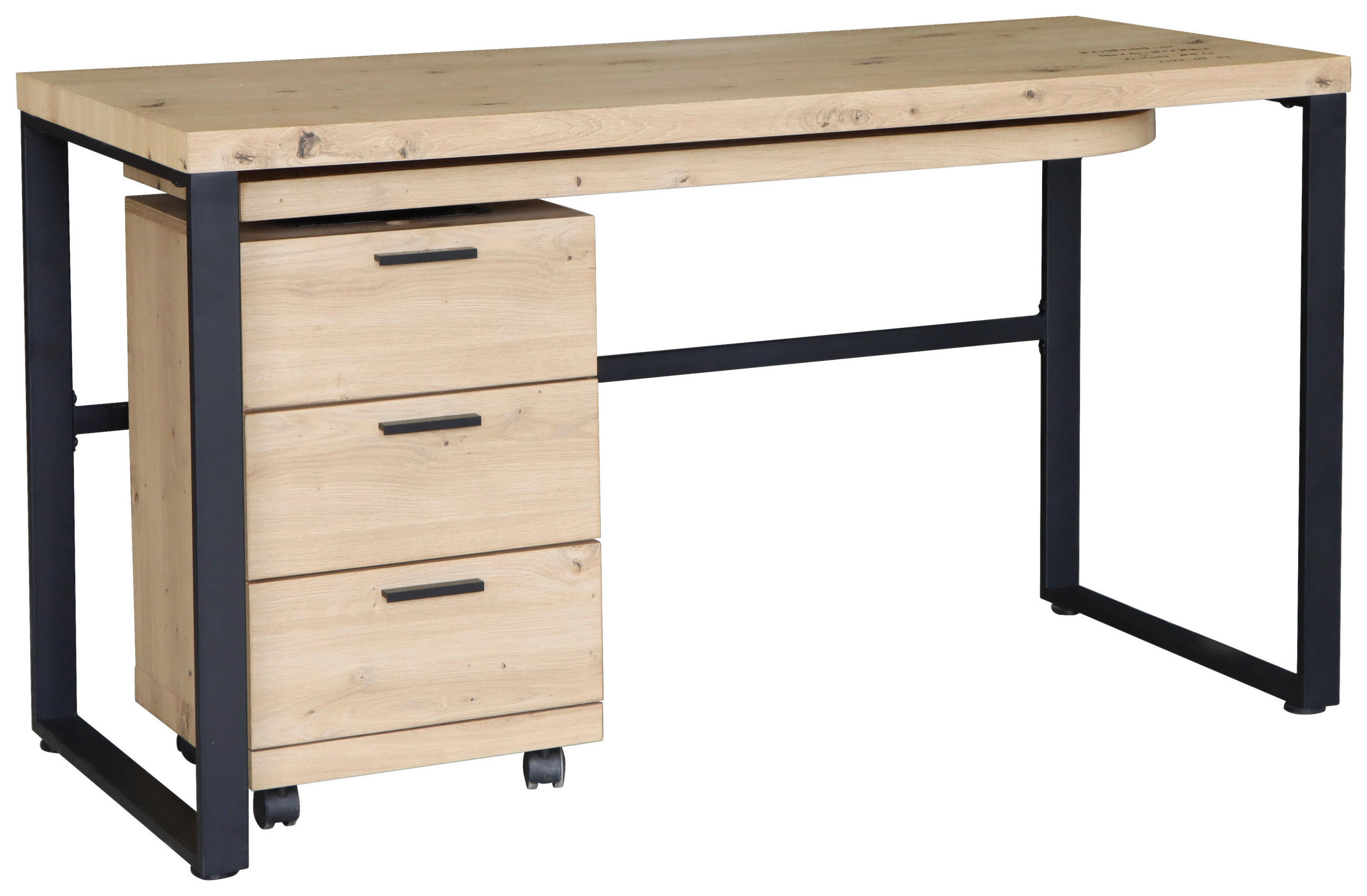 PSACÍ STŮL, černá, barvy dubu, 140/60/76 cm - černá/barvy dubu, Design, kov/kompozitní dřevo (140/60/76cm) - Venda