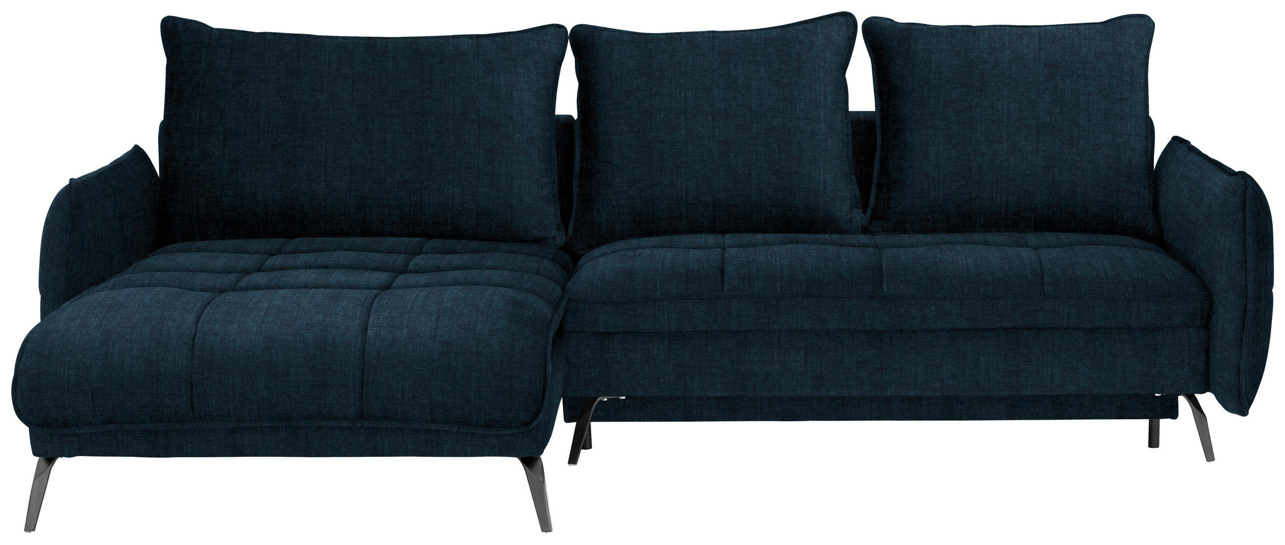 ECKSOFA in Flachgewebe Dunkelblau  - Schwarz/Dunkelblau, Lifestyle, Textil/Metall (180/273cm) - Hom`in