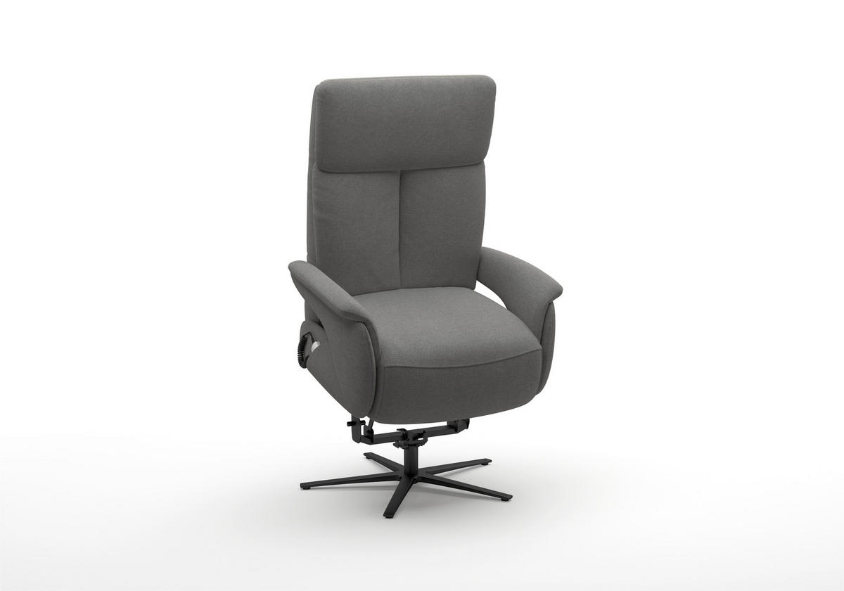RELAXSESSEL TV TRIPLE SEVEN XTRA LARGE L3 Mikrofaser Kopfteilverstellung, Aufstehhilfe, Fußteilverstellung, Rücken echt    - Schlammfarben/Schwarz, Basics, Textil/Metall (86/115/86cm) - Sit & More