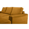 ECKSOFA Currygelb Cord Rückenkissen, Bettkasten, Schlaffunktion, Rücken echt, Liegefläche im Originalstoff  - Currygelb/Schwarz, KONVENTIONELL, Textil/Metall (240/150cm) - Carryhome