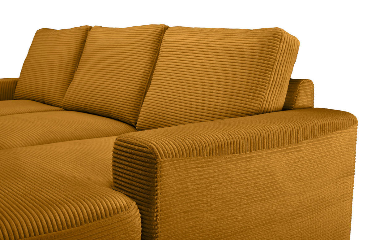 ECKSOFA Currygelb Cord  - Currygelb/Schwarz, KONVENTIONELL, Textil/Metall (240/150cm) - Carryhome