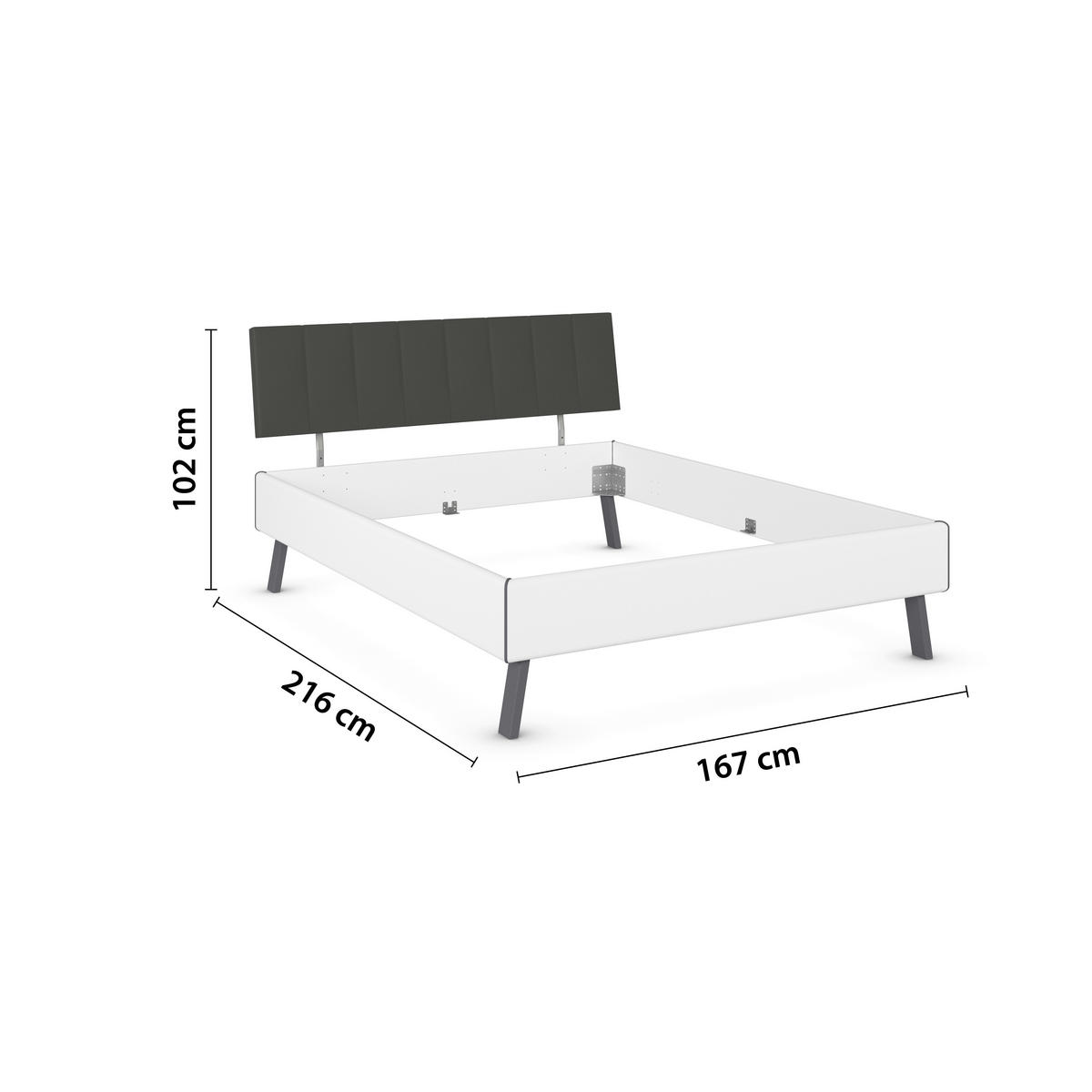 BETT 160/200 cm,  in Weiß,  - Weiß/Grau, Design, Textil/Metall (160/200cm) - Carryhome