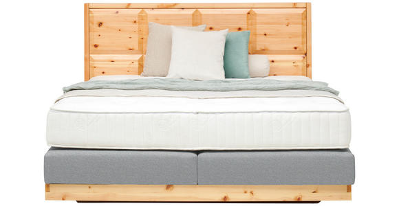BOXSPRINGBETT 160/200 cm  in Zirbelkieferfarben, Hellgrau  - Zirbelkieferfarben/Hellgrau, Natur, Holz/Textil (160/200cm) - Valnatura
