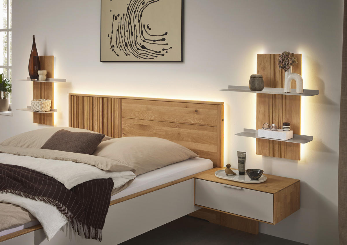 WANDBOARD Wildeiche massiv Perlmutt, Wildeiche  - Wildeiche/Perlmutt, Design, Holz/Metall (70/77/20,8cm) - Valnatura