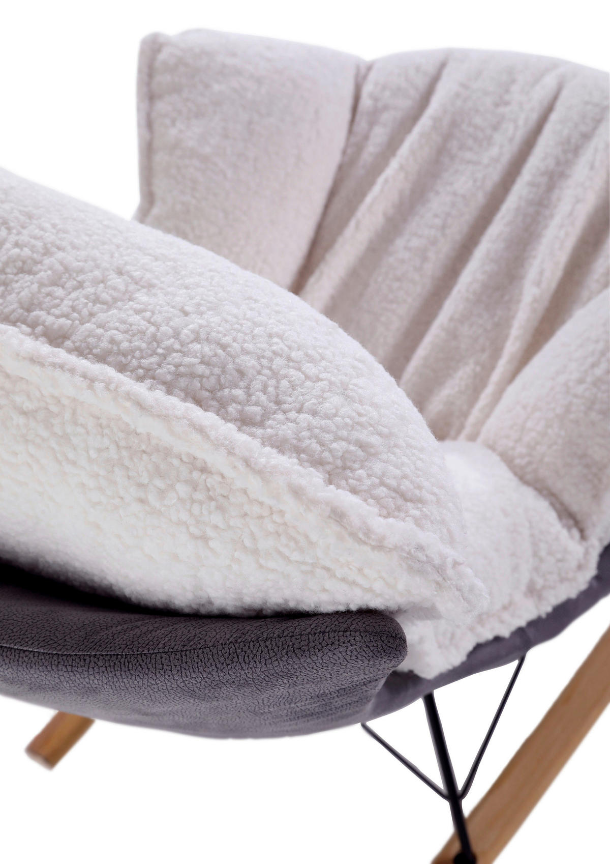 FOTOLIU BALANSOAR in textil gri, alb  - alb/gri, Natur, lemn/metal (85/90/100cm) - Ambia Home