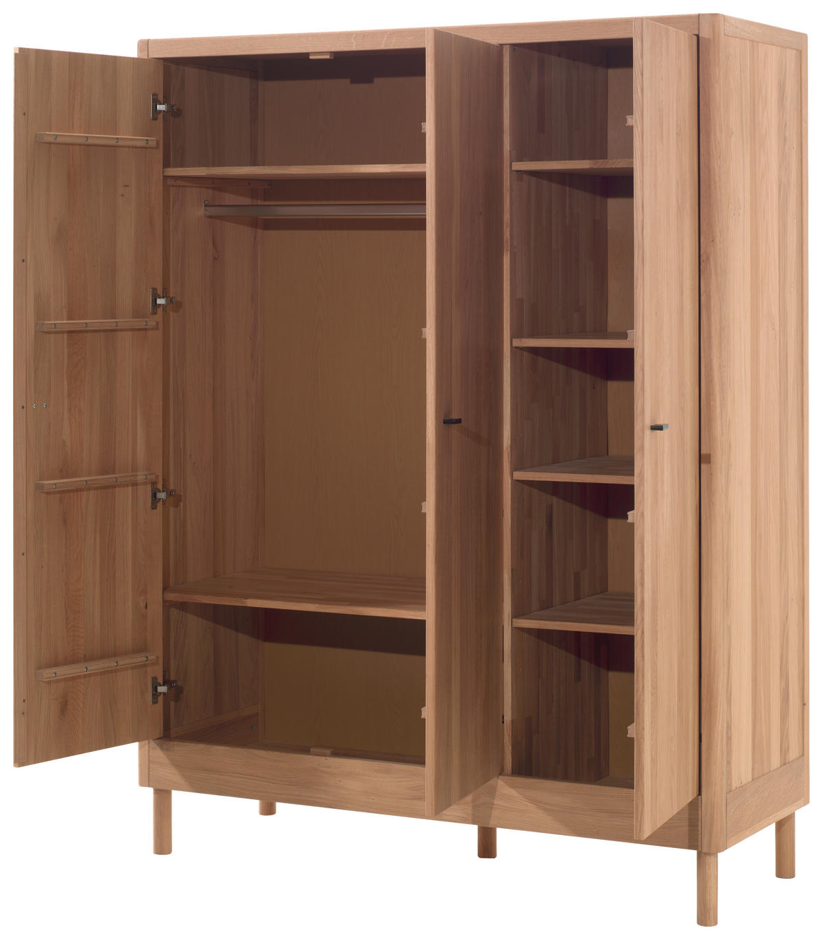DREHTÜRENSCHRANK 2-türig Eiche massiv Eichefarben  - Eichefarben/Schwarz, MODERN, Holz/Metall (145,8/190/55cm) - Vipack