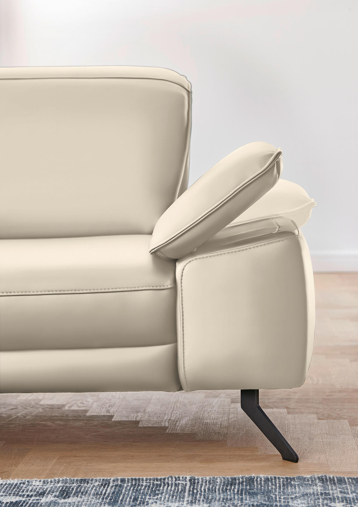 ECKSOFA in Echtleder Creme  193/328 cm  - Creme/Schwarz, Design, Leder/Metall (193/328cm) - Dieter Knoll