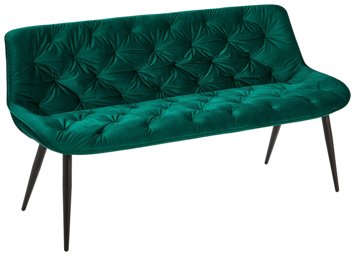 SITZBANK 160/84/69 cm Samt Grün, Schwarz Pappel Sperrholz  - Schwarz/Grün, MODERN, Holz/Textil (160/84/69cm) - Livetastic