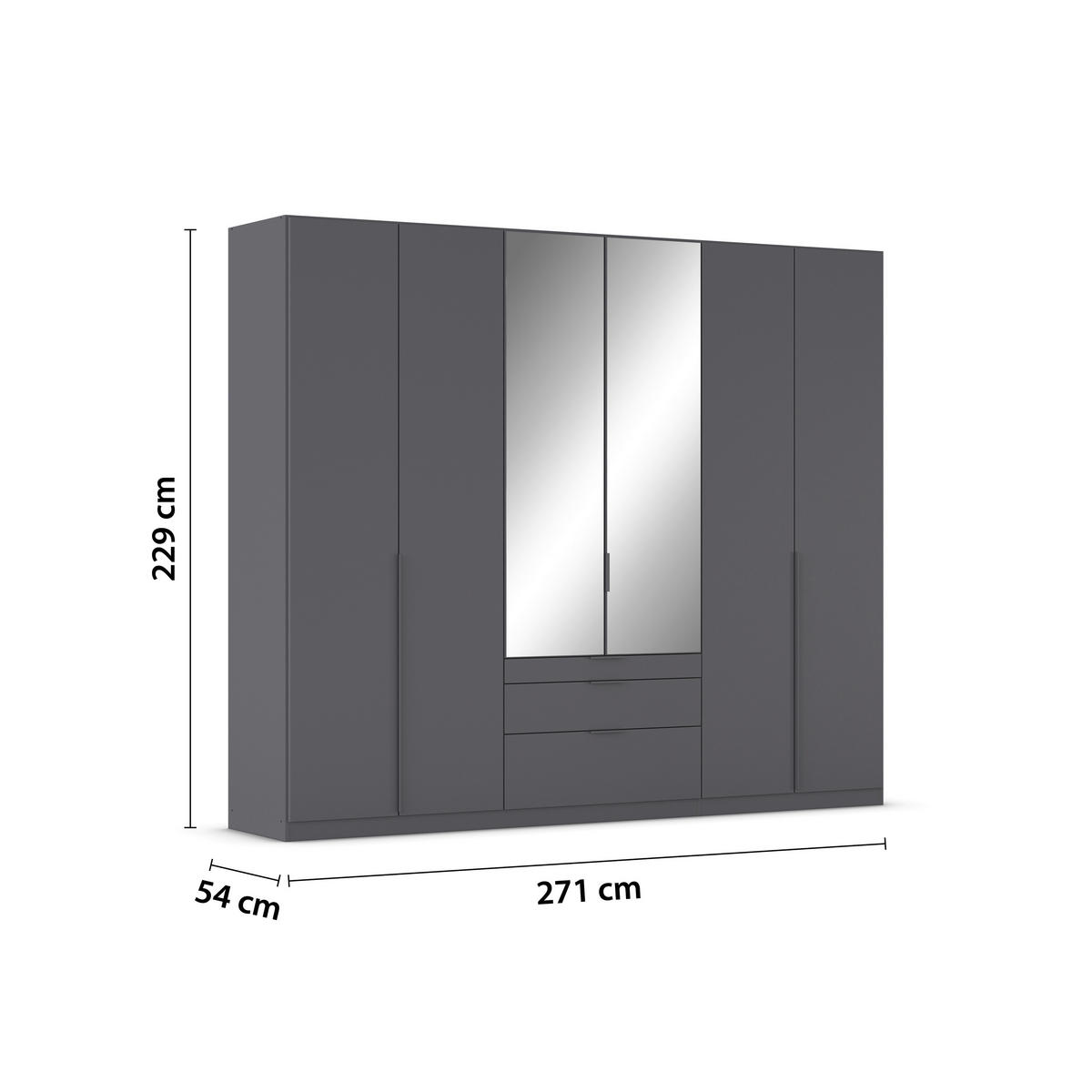 DREHTÜRENSCHRANK Grau  - Grau, Modern, Holzwerkstoff/Metall (271/229/54cm) - Rauch Möbel