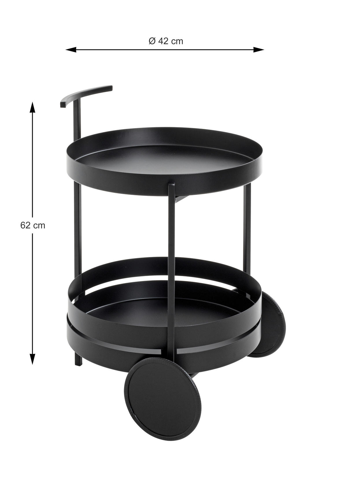 SERVIERWAGEN Schwarz  - Schwarz, Design, Metall (42/42/61cm)