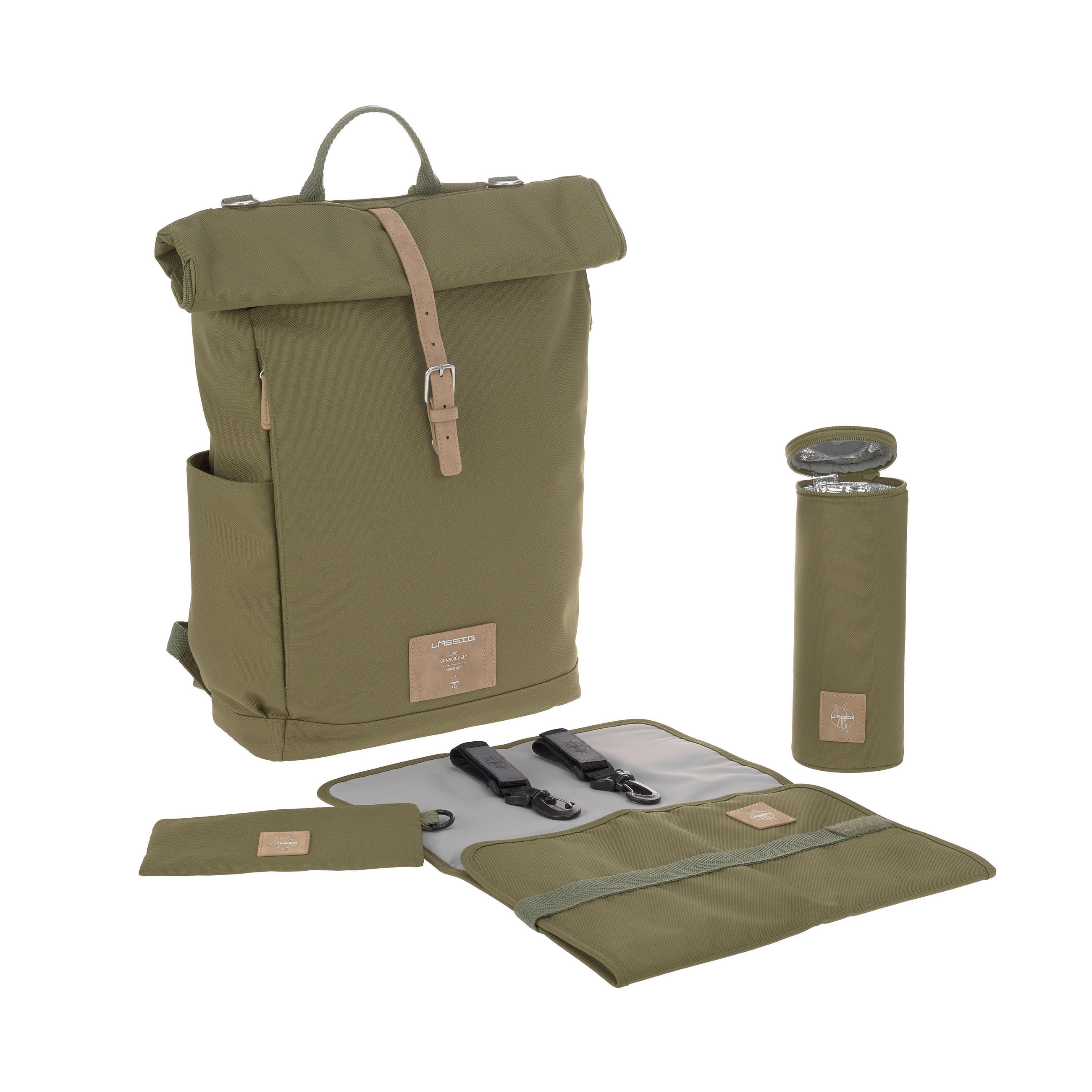 WICKELRUCKSACK Rolltop  - Grün, Trend, Textil (14,5/42/29cm) - Lässig