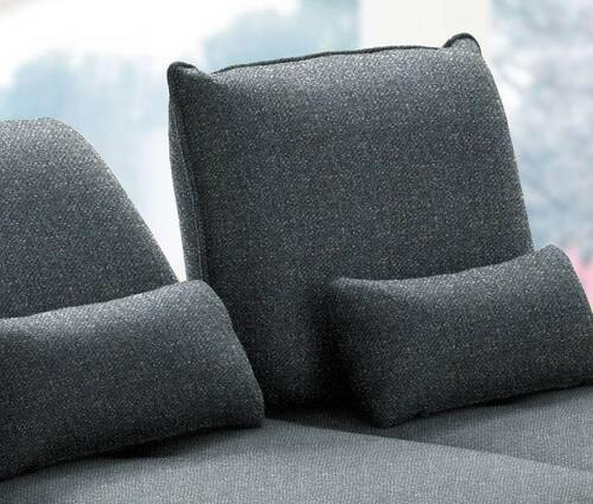 ECKSOFA in Flachgewebe Blaugrau  301/191 cm  - Blaugrau/Schwarz, Design, Textil/Metall (301/191cm) - Moderano