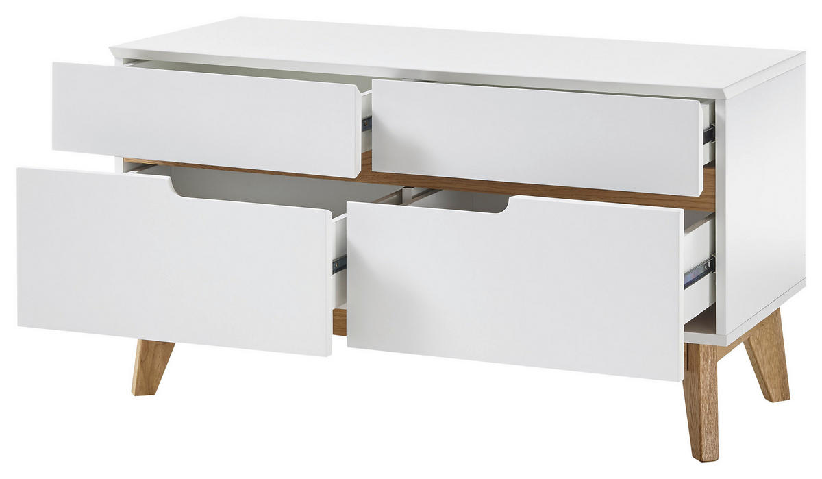 GARDEROBENBANK 97/53/40 cm  - Weiss/Eichefarben, Design, Holz/Holzwerkstoff (97/53/40cm)