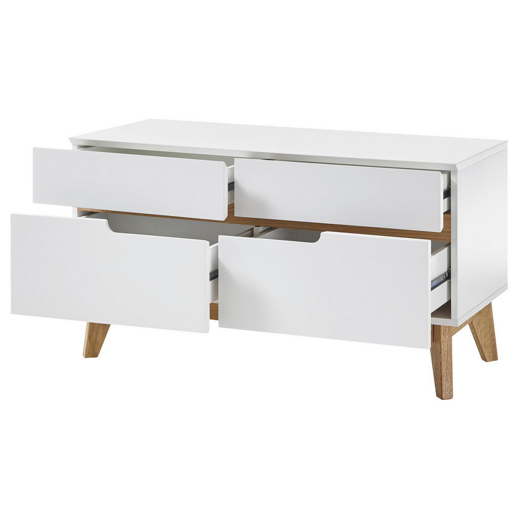 Thumbnail - Xxxl Garderobenbank Cervo, Weiß, Eiche, Holz, Asteiche, furniert, massiv, 1-2-Sitzer, 4 Schubladen, 97x53x40 cm, Gardero...