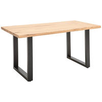 ESSTISCH Eiche vollmassiv rechteckig Eichefarben, Schwarz  - Eichefarben/Schwarz, Design, Holz/Metall (160/90/76cm) - home24