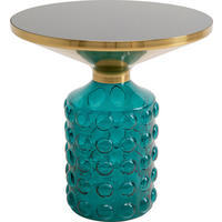 BEISTELLTISCH Blau, Goldfarben, Schwarz Hochglanz rund  - Blau/Schwarz Hochglanz, Design, Glas/Metall (50/50cm) - Kare-Design