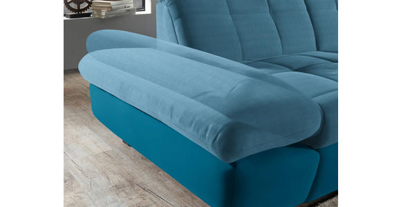 ECKSOFA in Mikrofaser Hellblau  - Schwarz/Hellblau, Design, Textil/Metall (204/341cm) - Xora