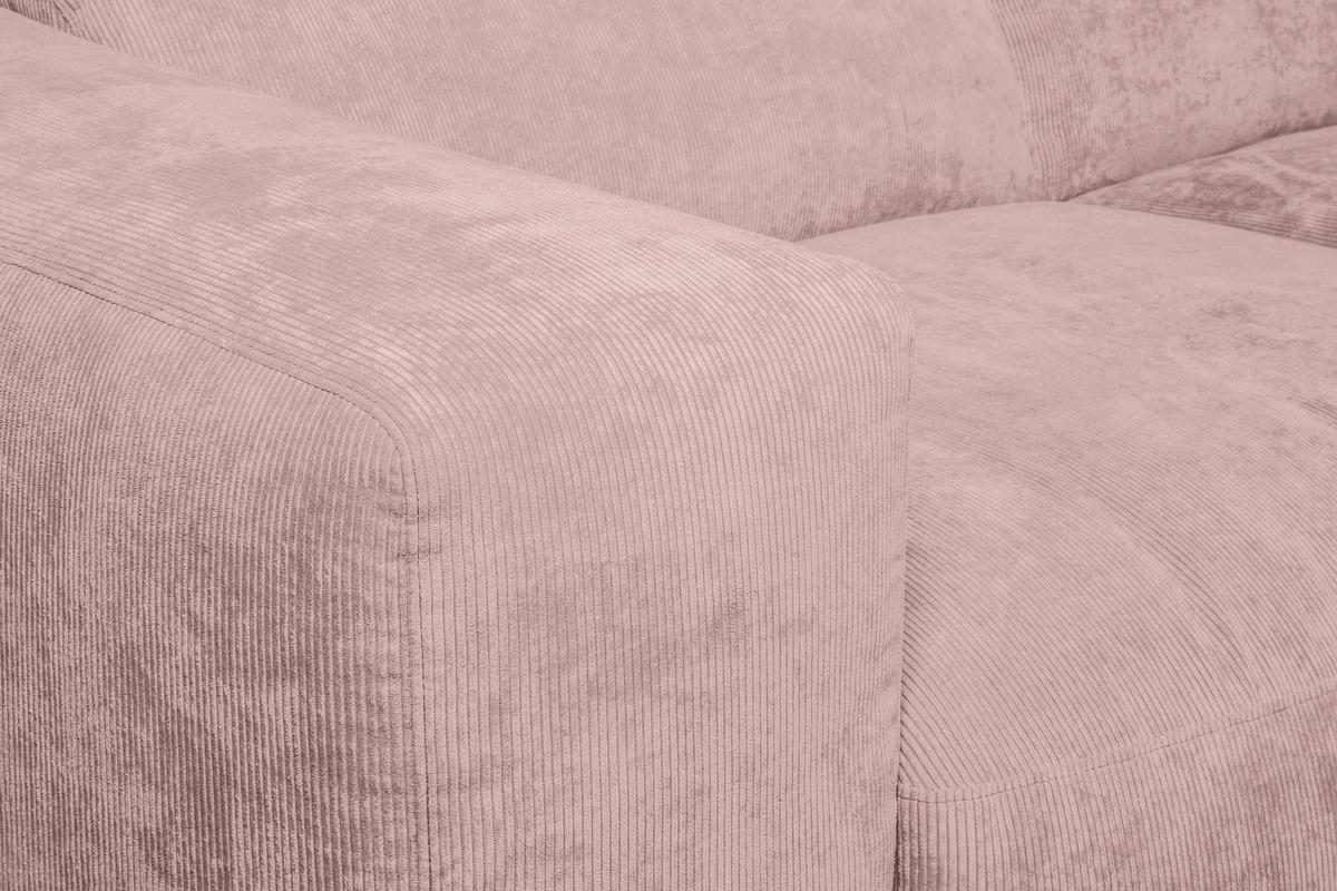 ECKSOFA HANNAH Rosa Cord  - Schwarz/Rosa, Design, Kunststoff/Textil (343/170cm) - MID.YOU