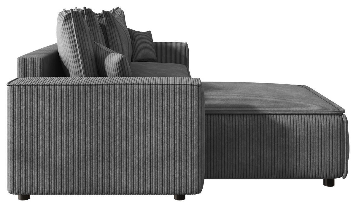 ECKSOFA  Cord Grau  - Schwarz/Grau, Modern, Kunststoff/Textil (190/280cm) - MID.YOU