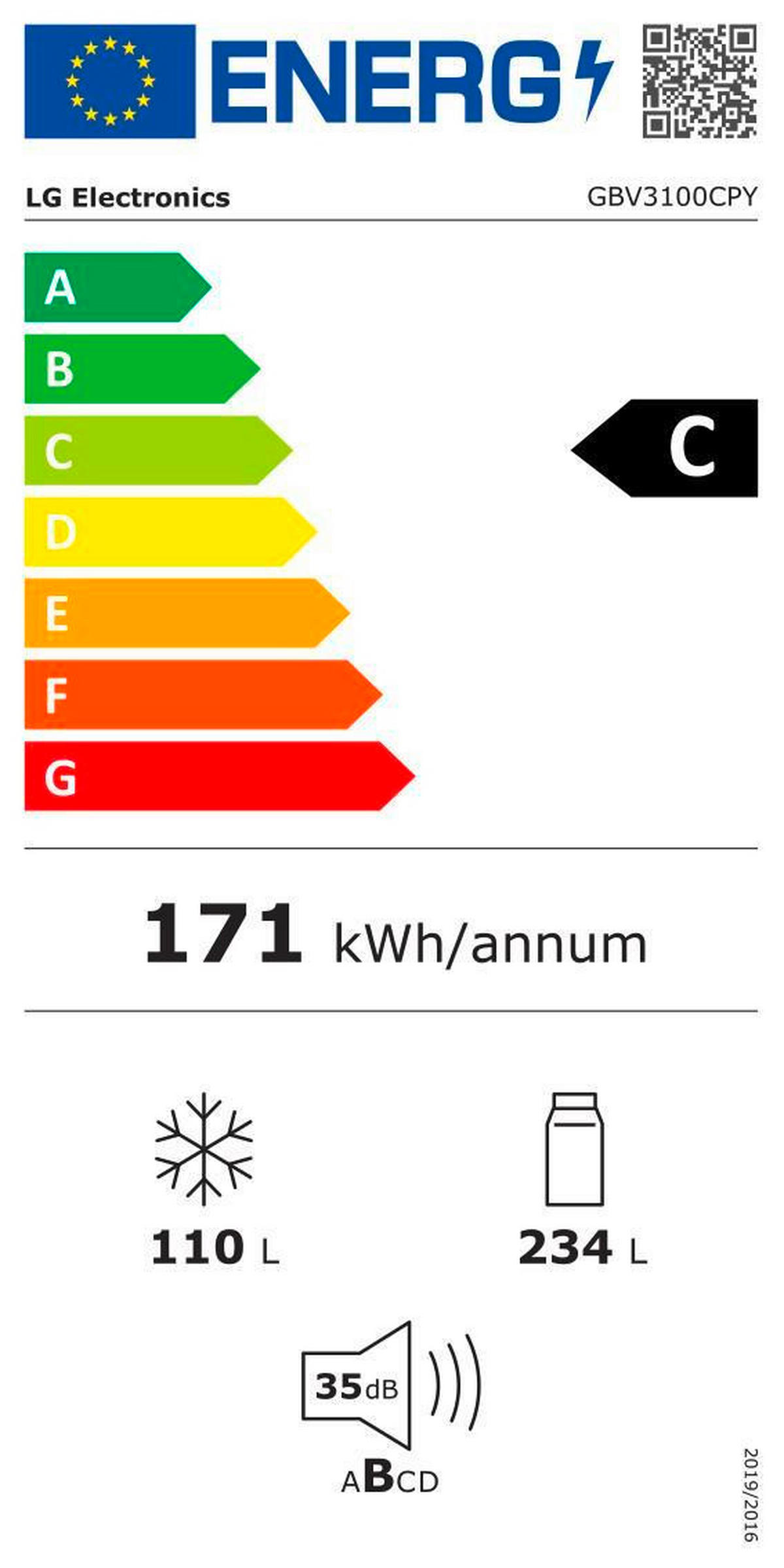 KÜHL-GEFRIER-KOMBINATION 59.5/186/67.5 cm GBV3100CPY  - Silberfarben, Trend, Glas/Kunststoff (59.5/186/67.5cm) - LG