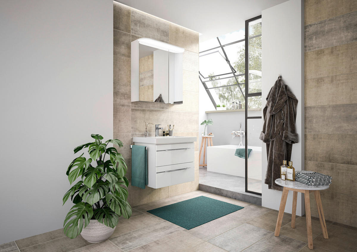 BADEZIMMER 3-teilig  in 70 cm  - Chromfarben/Weiß Hochglanz, KONVENTIONELL, Glas/Holzwerkstoff (70cm) - Pelipal