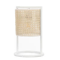 TISCHLEUCHTE 22/36 cm   - Weiß Hochglanz/Braun, Basics, Kunststoff/Textil (22/36cm)