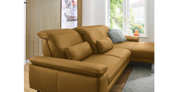 ECKSOFA in Echtleder Currygelb 332/193 cm - Currygelb/Schwarz, Design, Leder/Metall (332/193cm) - Dieter Knoll