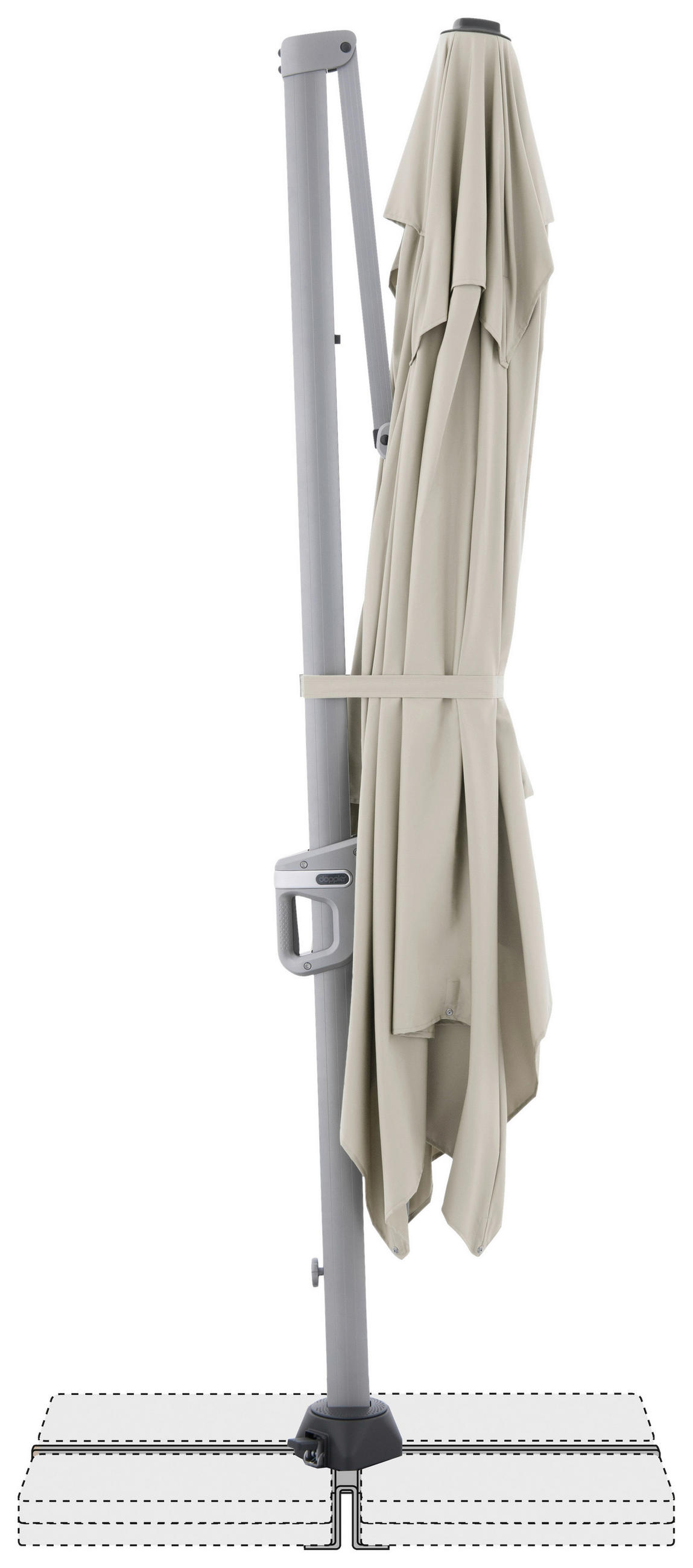 AMPELSCHIRM 350x260 cm Naturfarben  - Silberfarben/Naturfarben, Basics, Textil/Metall (350/260cm) - Doppler