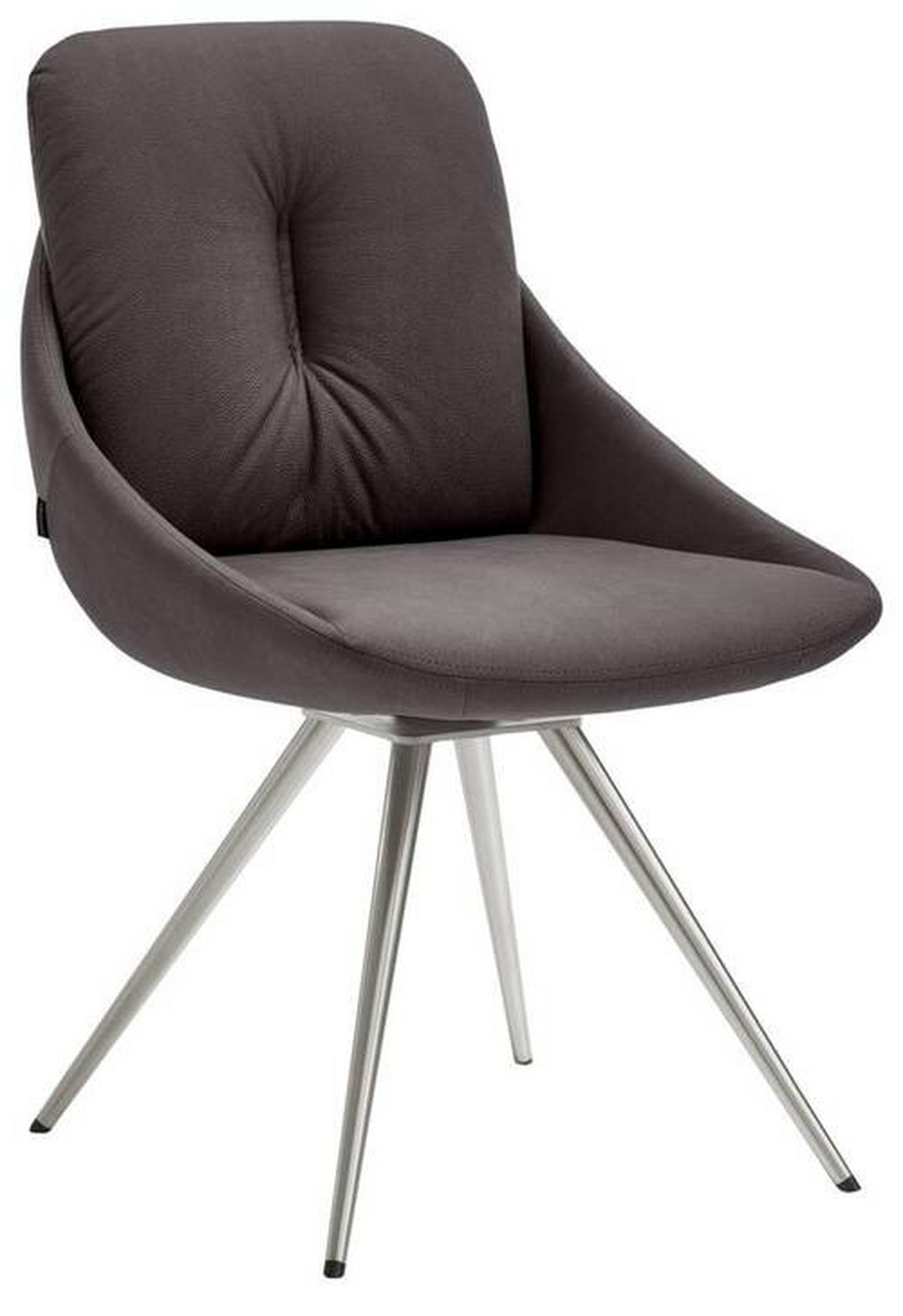 STUHL drehbar Edelstahlfarben, Mokka  - Edelstahlfarben/Mokka, Design, Textil/Metall (55/91/64cm) - Venjakob