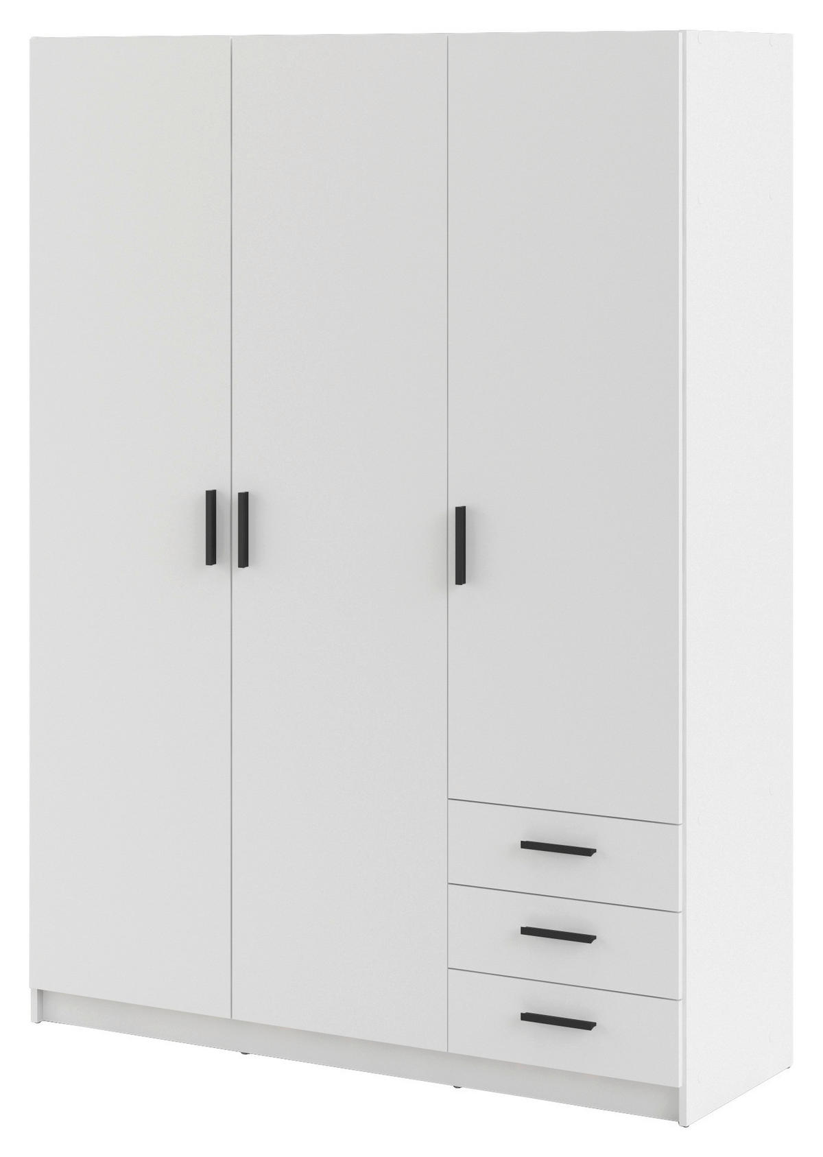KLEIDERSCHRANK in Weiss  - Weiss/Schwarz, Basics, Holzwerkstoff/Metall (147/200,4/49,8cm) - MID.YOU