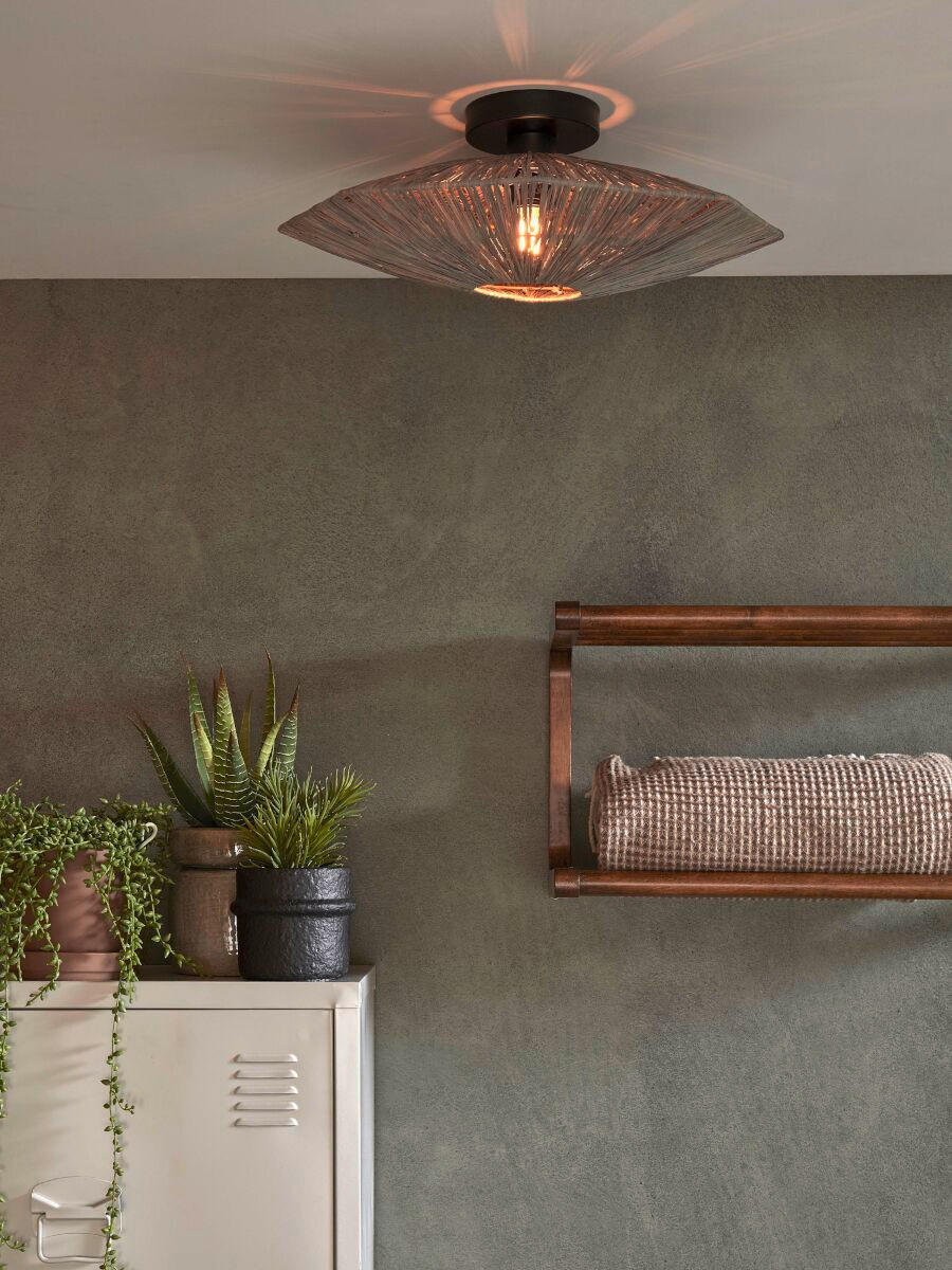 DECKENLEUCHTE   45 cm   - Dunkelgrau, Modern, Naturmaterialien (45cm) - Good & Mojo