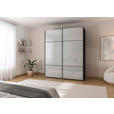SCHWEBETÜRENSCHRANK  in Grau, Schwarz  - Schwarz/Grau, KONVENTIONELL, Glas/Holzwerkstoff (181/223/67cm) - Novel