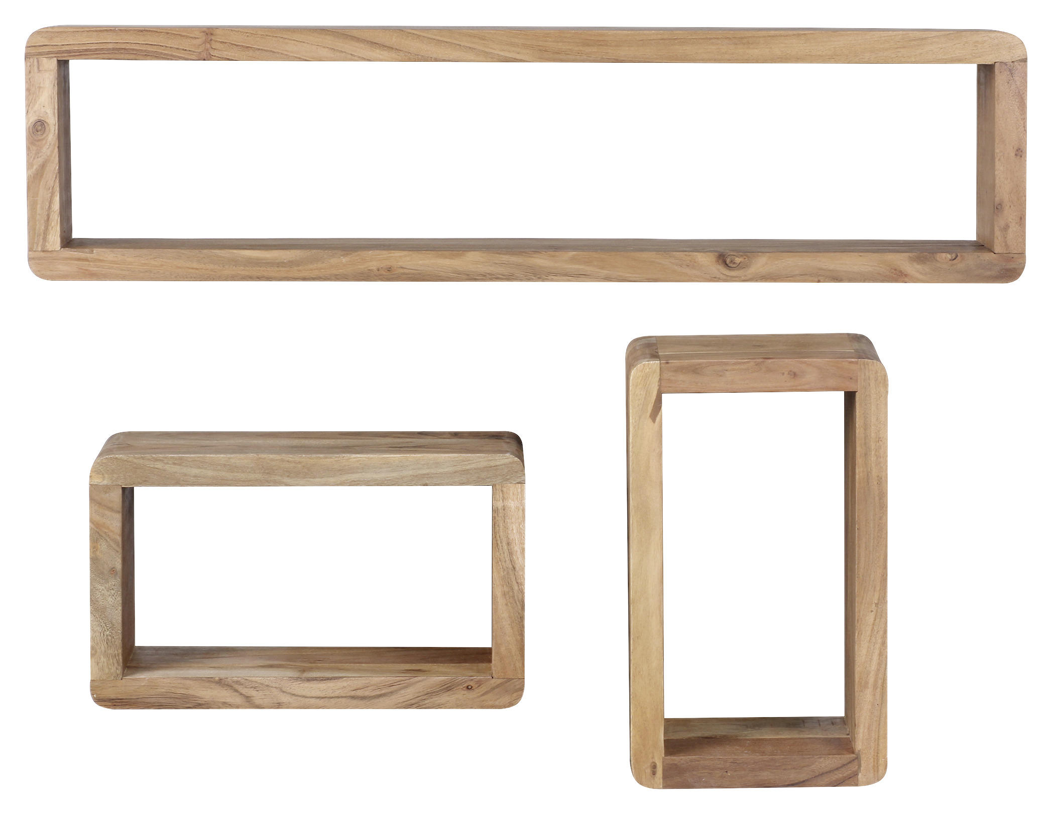 WANDREGALSET 80/20/15 cm  - Akaziefarben, KONVENTIONELL, Holz (80/20/15cm) - MID.YOU